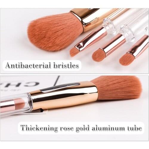 Makeup Brush Portable 4 in 1 Makeup Brushes Sponge Foundation Brush BB Cream/Eye Shadow Lip Brushes Professional Beauty Tools