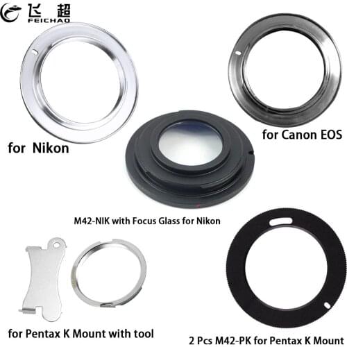 Feichao Metal Lens Adapter Screw Mount Lens Ring for Canon EOS M42-NIK M42-EOS for Nikon M42-PK for Pentax PK DSLR SLR Camera