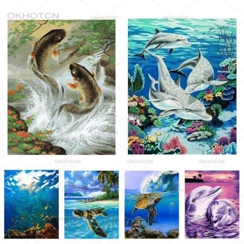 Chinese Art Diamond Decor 5D DIY Diamond Painting Fishes Lotus Flower Embroidery Cross Stitch Rhinestone Mosaic Painting Decor