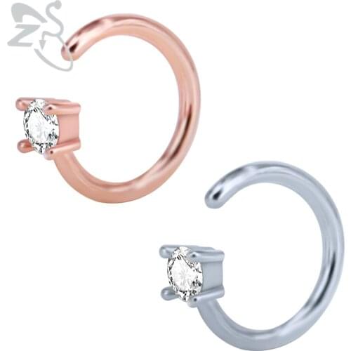 Stainless Steel Nose Ring Zirconia Crystal Septum Ring Piercing Ear Ring 16G Helix Tragus Fashion Women Body Piercing Jewelry