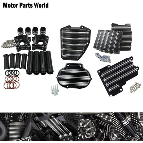 Motorcycle Transmission Cable Clutch Cover Engine Lifter Tappet Pushrod Cover Rocker Box Forged Cam For Harley Dyna Touring FLH