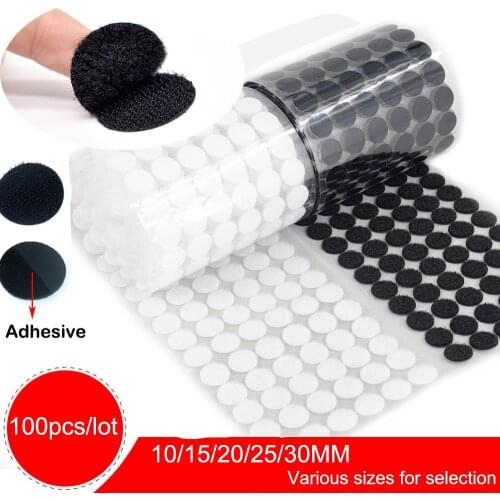 100Pairs Dots Hooks and Loops Strong Self Adhesive Fastener Tape Dots Glue Magic Sticker for Double Sided Sewing10/15/20/25/30mm