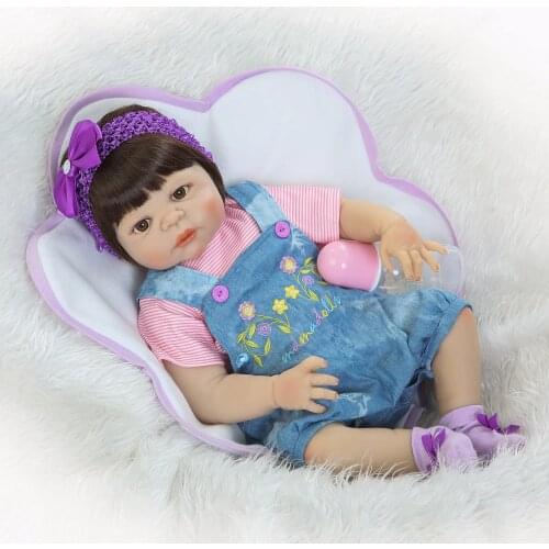 NPK Newborn Baby Doll reborn 55cm 23 Inch Reborn Baby girl Real Life Living Doll Toys Soft Silicone Open Eyes blue sweat