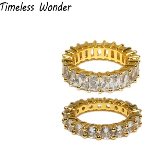 Timeless Wonder Brass Crystal Zirconia Statement Rings Women Jewelry Punk Hiphop Gothic Boho Designer Top Ins Fine Trendy 5535