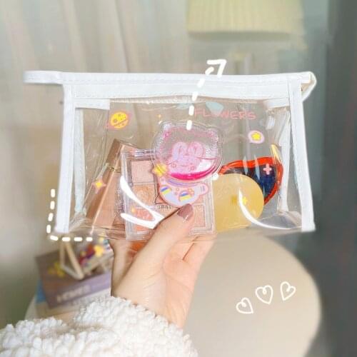 Cute Transparent Waterproof Travel Cosmetic Bag Women Makeup Case Bath Make Up Organizer Toiletry Wash Beauty Kit Storage Pouch