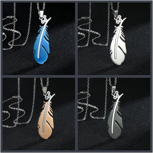 Fashion Feather Necklaces for Women Long Sweater Chain Jewelry Gifts Leaf Pendants Chocker Necklace Bijoux
