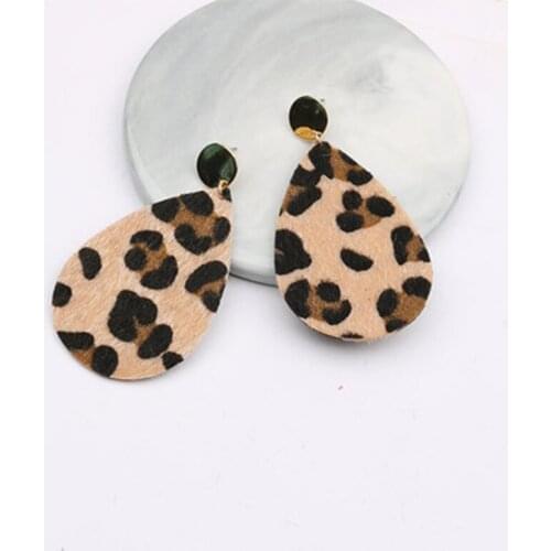 Fashion Vintage Velvet Drop Earrings Long Leaves Dangle Geometric Leopard Print Earrings Female Charm Jewelry Party oorbellen