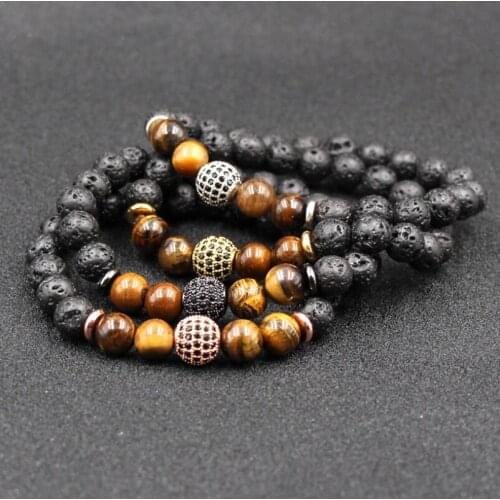 Fashion 8mm Natural stone Bracelet Micro-set Ball Energy Handmade Beading Bracelet for Men or Women Jewelry Wholesale