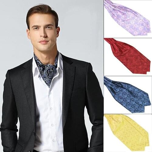 Mens Classic Colorful Silky Satin Wedding Banquet Necktie Cravat Ascot Tie