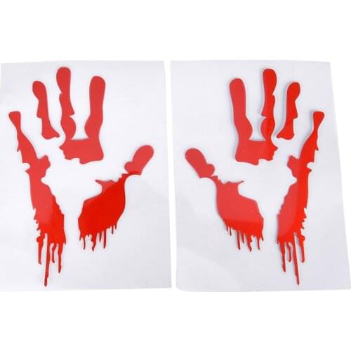 New Red Bloody Blood Hand Print Vinyl Car Decal Zombie Creepy Dead Sticker Creepy personality 5.91in*5.91in