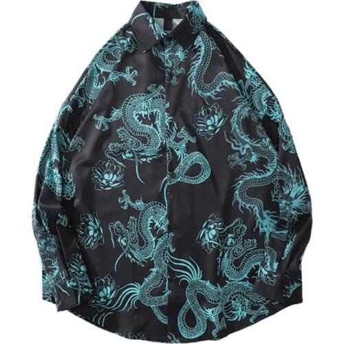 2020 New Arrival Hot Top Fashion Full Brand Clothing Chemise Homme Casual Shirts Men Shirt National Trend China Dragon Printed
