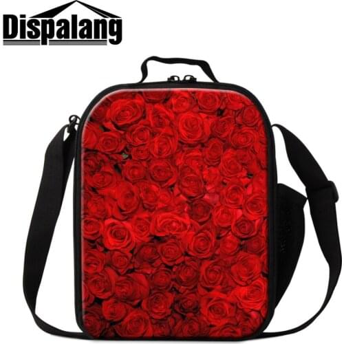 Portable Lunch Bag for Girl Heat Insulation Collapsible Insulated Cooler Pouch Student School Food Storage Bags Floral Picture