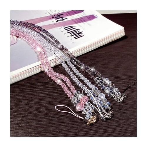 Artificial Crystal Neck Necklace Strap Lanyard U Disk ID Work Card Mobile Cell Phone Chain Straps Keychain phone Hang Rope