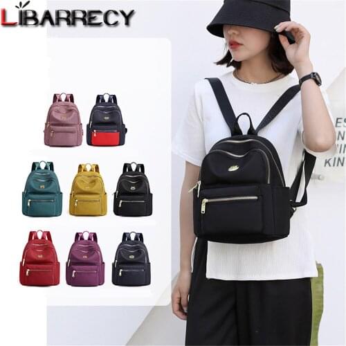 High Quality Nylon Womens Backpack 2021 New Solid Color Women Travel Backpack Multi-pocket Design Ladies School Bag Bolso Mujer