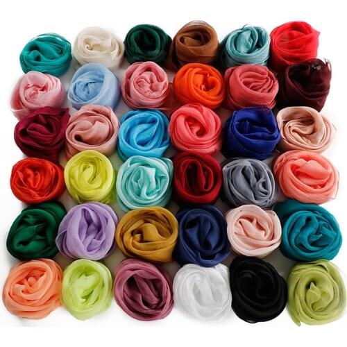 70x70cm Summer Silk Square Scarf Solid Color Women Neck Hair Tie Band Soft Hijab Headband Female Foulard Beach Stoles 2021 NEW