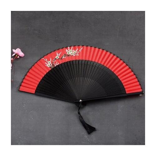 Vintage Chinese Folding Fan Bamboo Silk Fan Hand-Held High Quality Party Fan Home Decoration Crafts 33