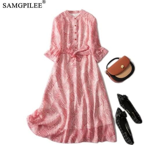 Summer Clothes For Women 2021 New Fashion Pink Floral High Waist Chiffon Over The Knee Plus Size Spring Woman Dress Vadim 4XL