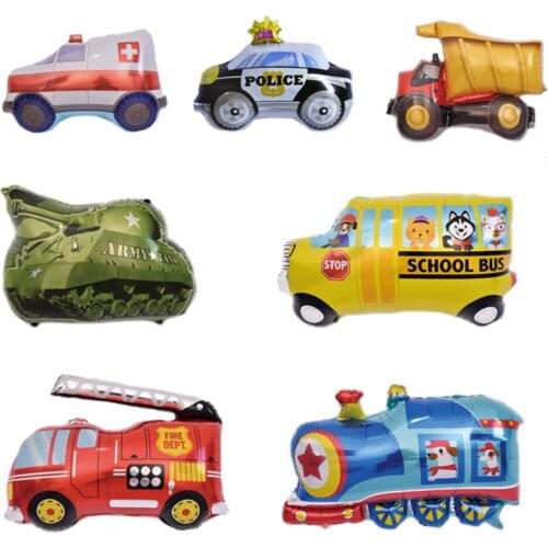1PC Cartoon Car Shape Foil Balloon Fire Truck Train Ambulance Bus Balloons Children Gifts Birthday Party Decorations Kids Toys