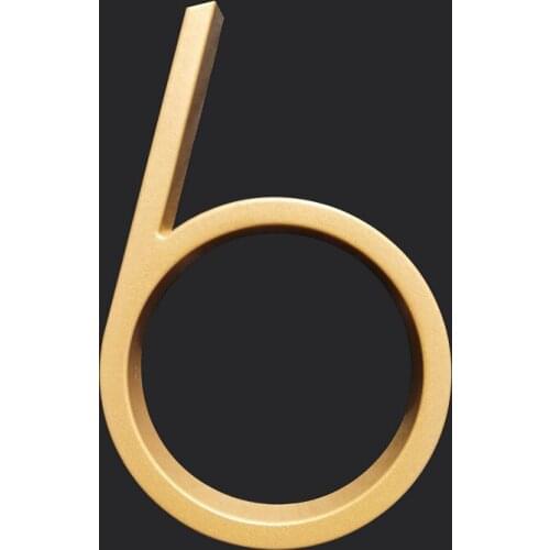 127mm Golden Floating Modern House Number Gold Door Home Address Numbers for House Digital Outdoor Sign Plates 5 In. #6