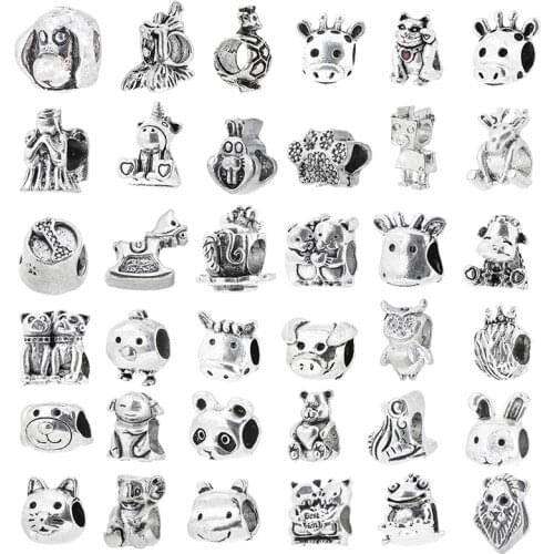 2Pcs/Lot Lovely Dog Eagle Elephant Beads Love Heart Safety Beads fit original Brand Charms Bracelets Necklaces for Women Jewelry