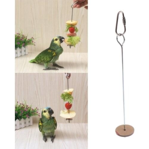 2018 Pet Parrots Birds Food Holder Support Stainless Steel Fruit Spear Thread Meat Skewer holding food Feeder for bird feeders