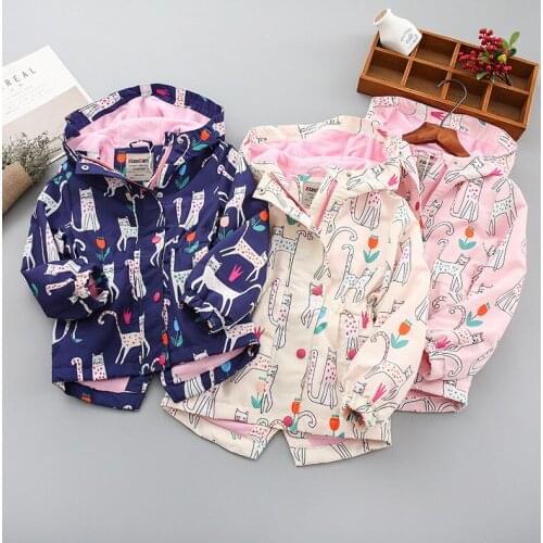 2019 New Girls Jackets Autumn Winter Fleece Kids Girls Coat Cartoon Cute Warm Coat Hooded Waterproof Outwear Teenagers Children