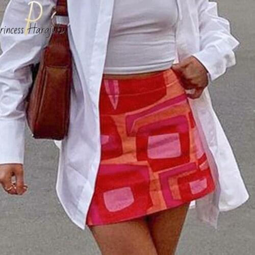2021 Harajuku Print Korean Y2k Cute Mini Skirts Women Summer Clubwear Aesthetic 2000s Outfits Streetwear Fashion Kawaii Skirts