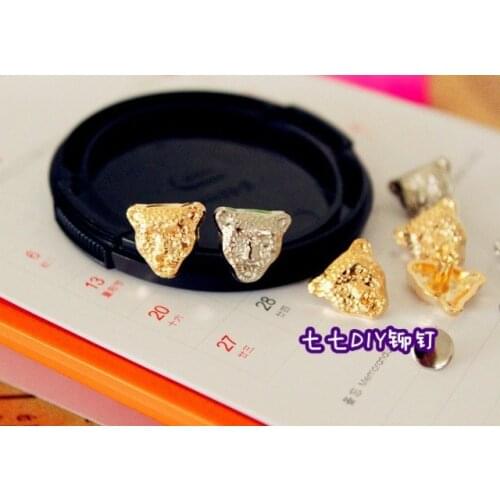 Free shipping -50 Sets Golden/Silver mixed panther Skull Rivet Studs Bag Leather Clothes