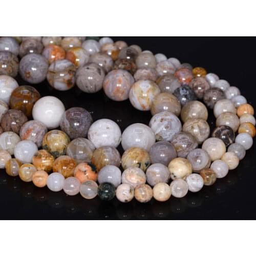 One strand 100% Natural Bamboo Leaf Agat e Beads 4MM 6 MM 8MM 10MM 12MM Round Semi Gem Stone Jewelry Loose Beads 15.5"/Strand