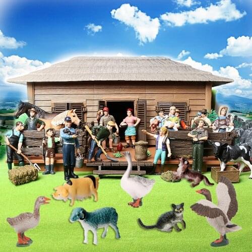Kids Toys Action Figures Farm Animal Worker Farmer Simulated Models Toy set Plastic Models For Children Educational Toys Gift
