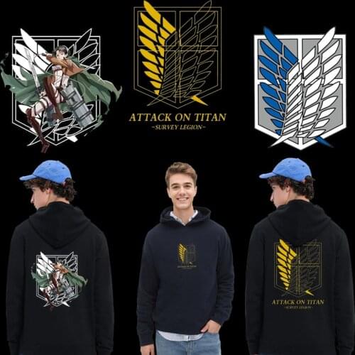 DIY Cool Anime Attack on Titan Levi Ackerman Stickers On Clothing Large patches For T-shirt Sweater Heat Transfer Vinyl Sticker