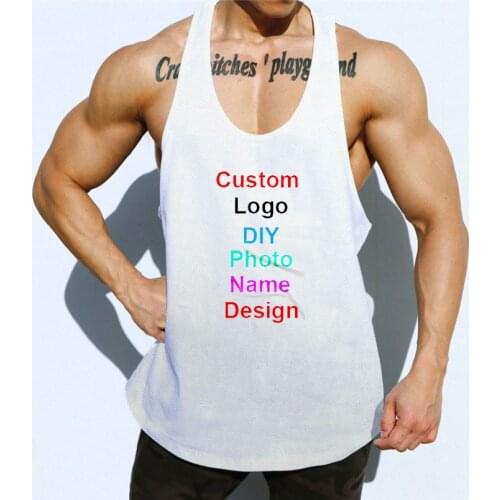 DIY Logo Your Photo OWN Design Customized Mens Mesh Fitness Clothing Gym Stringer Tank Top Men Bodybuilding Vest Workout Shirt