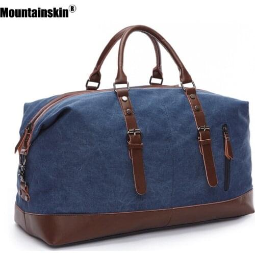 Mountainskin New Canvas Travel Bag Male Female Casual Large Capacity Handbags Round Bucket Cylinder Handbags Luggage Pack SQ009