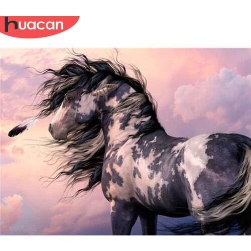 HUACAN 5D Full Drill Diamond Embroidery Painting Horse Rhinestone Kit Diamond Mosaic Animal Picture Of Rhinestone Handmade Gift