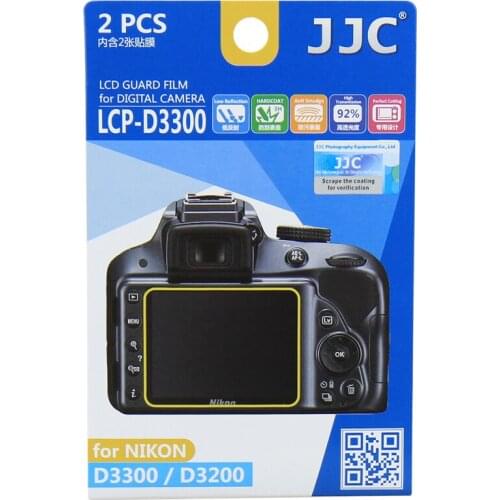 JJC LCP-D3300 LCD Guard Film Screen Protector (2 Kits) for Nikon D3200, D3300,D3400
