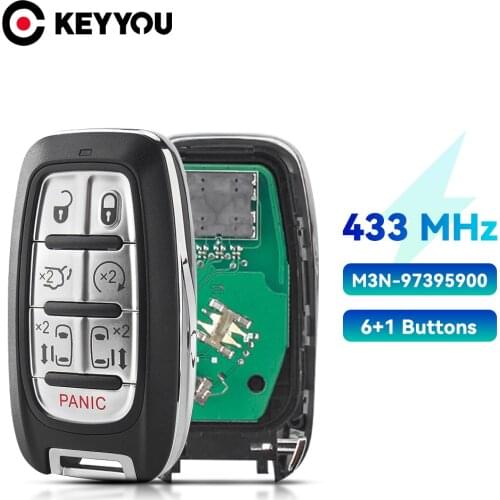 KEYYOU For Chyrsler 433MHz M3N-97395900 6+1 7 Button Smart Remote Car Key Fob for Chyrsler Pacifica 2017 2018 2019 2020