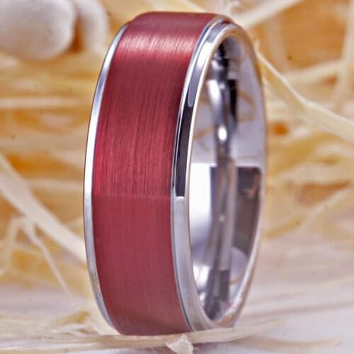 YGK Brushed Red Tungsten Wedding Ring Anniversary Gift Rings For Women Classic Mens Ring Free Shipping Customize Engraving