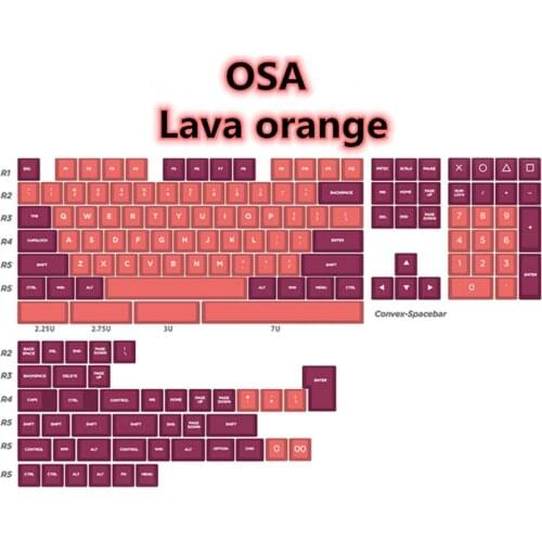 OSA keycap: lava orange PBT material, two-color injection molding 155 keys, suitable for cherry, MX and other mechanical keyboar