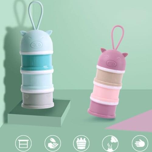Newborn Baby Milk Powder Box Detachable Cute Pig Multi Layers Portable Milk Powder Candy Food Storage Box gift for children
