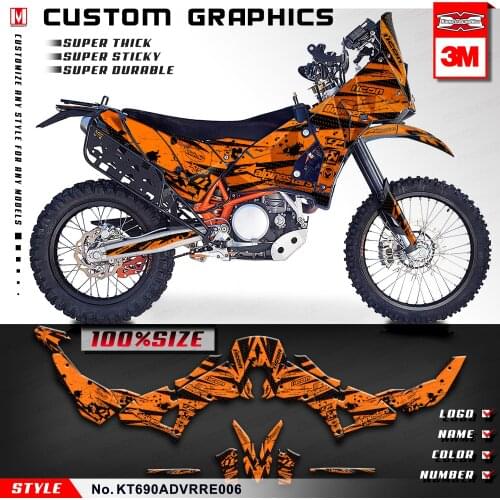 KUNGFU GRAPHICS Racing Stickers Set Vehicle Wraps Orange Decor for 690 Adventure Rally Raid EVO2 (Style no. KT690ADVRRE006)
