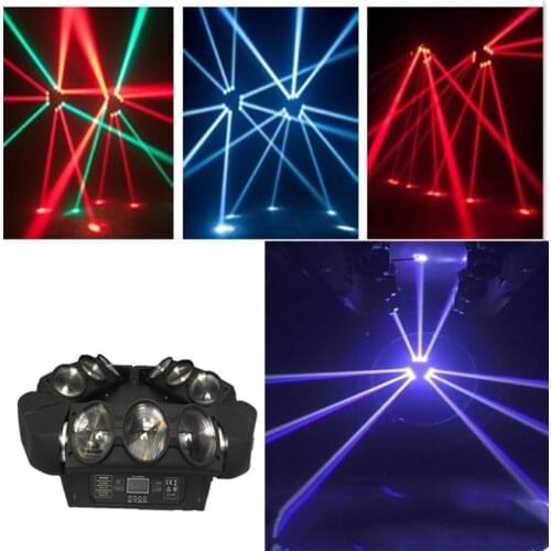 Hot sell 9 LED DMX512 stage lamp effect RGBW Sound Control 16/48 Channel Mini Triangle Spider Lamp DJ Stage Light for Disco Club