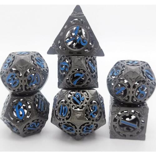Metal dice brass hollow out Handcrafted dnd Board game dice Pathfinder MTG metal dice sets