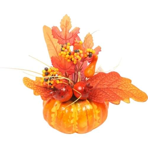 Desktop Decor, Halloween Artificial Pumpkin Leaves Ornament Decorative Artware for Home Shops