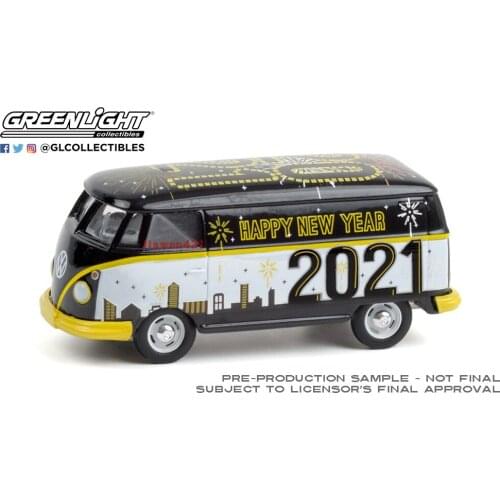 NEW GreenLight 1:64 2021 Happy New Year Volks wagen Type 2 Collect die casting alloy trolley model