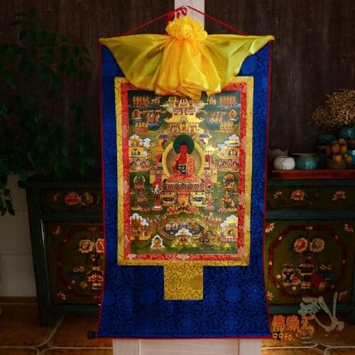 Wholesale Buddhist supplies--120CM LARGE--Buddhism silk Amitabha Buddha Western Paradise Elysium Thang-ga Thangka painting