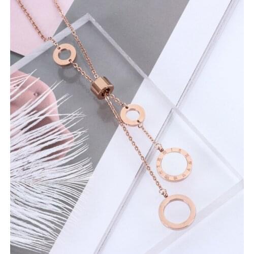 Wholesale Titanium Steel RoseGold Pendant Necklaces For Women Engagement Wedding Party Necklaces Jewelry Gifts DropShipping