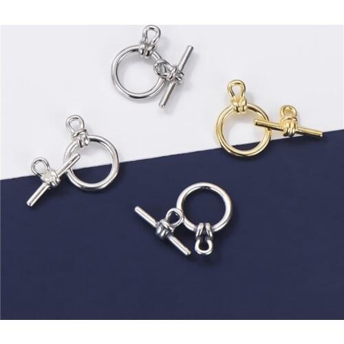 1 set 925 Sterling Silver Handmade Bracelet Necklace Connection OT Clasps Hook 4 Colors Toggle Clasp Buckle DIY Jewelry Making