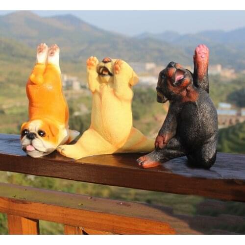 Pastoral Simulation Animal Ornaments Resin Dog Decoration Outdoor Garden Statue Figurines Home TV Cabinet Yoga Puppy Crafts Art