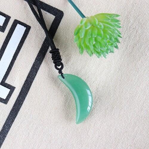1pc Moon Shaped Necklace Natural Aventurine Crystals Gemstone Pendant Healing Lucky Stones for Couples Jewelry Making Gifts