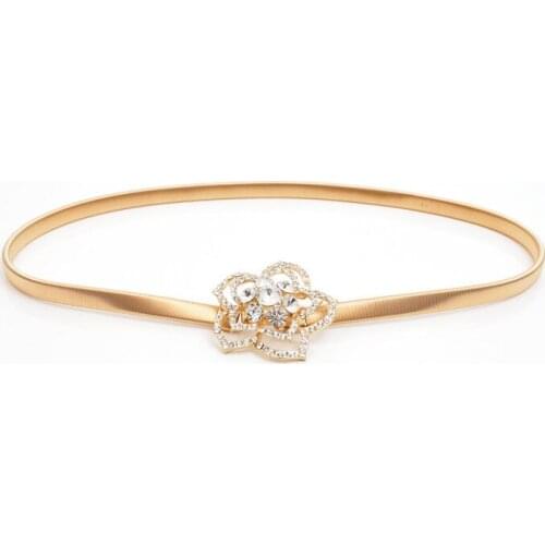 Wrist Flower Shape Belt Designer Elastic Belts Women Girl Stretch Skinny Thin Waist Belt Metal Female Belt ceinture femme BL406